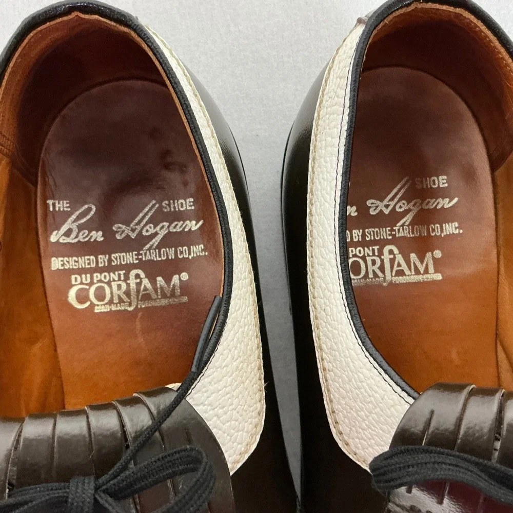 Vintage‎ Ben Hogan Golf Shoes 11C Brown White Kiltie Saddle Spikes USA Retro